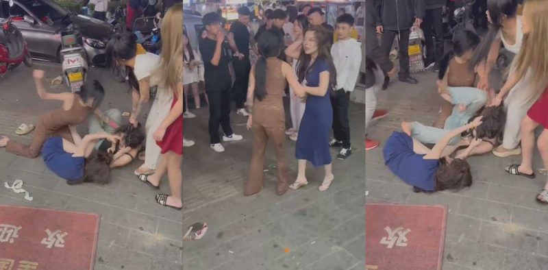 喜闻乐见的精神小妹干架现场 扯头发拽胸罩扒裤衩 各种手法都用上了 场面一片混乱！-51吃瓜网